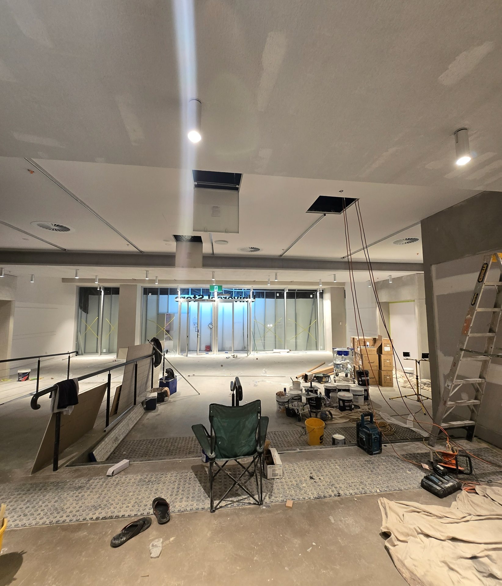 Commercial retail fit-out interior during construction